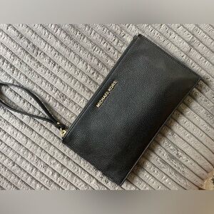 Black Leather Michael Kors Wristlet